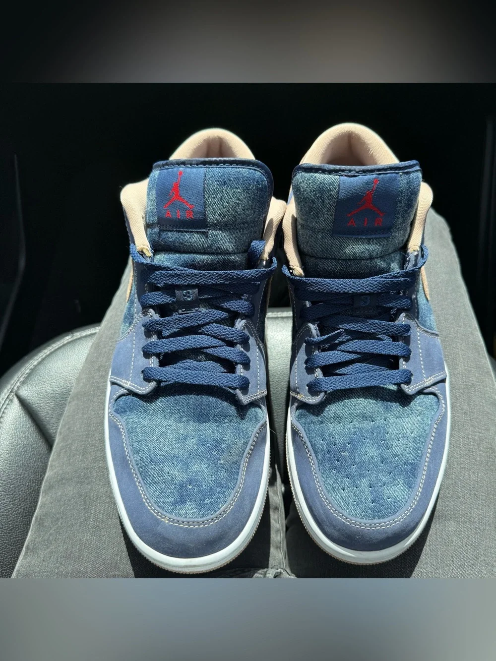 Air Jordan Low Top Sneakers in Denim Blue and tan suede size 11.5